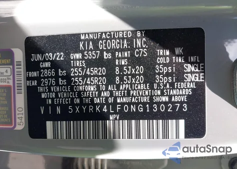 2022 Kia Sorento Sx from USA, damaged, VIN 5XYRK4LF0NG130273